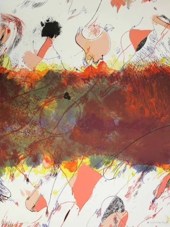 Lithograph Guinovart - Entre dues roses