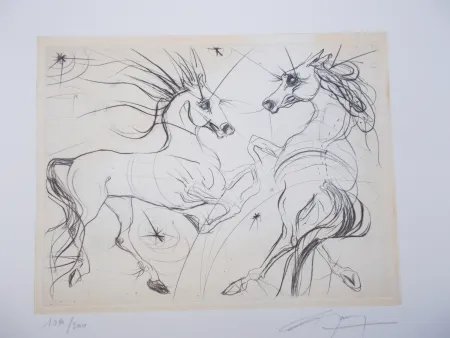 Etching Guiny - Les chevaux du printemps