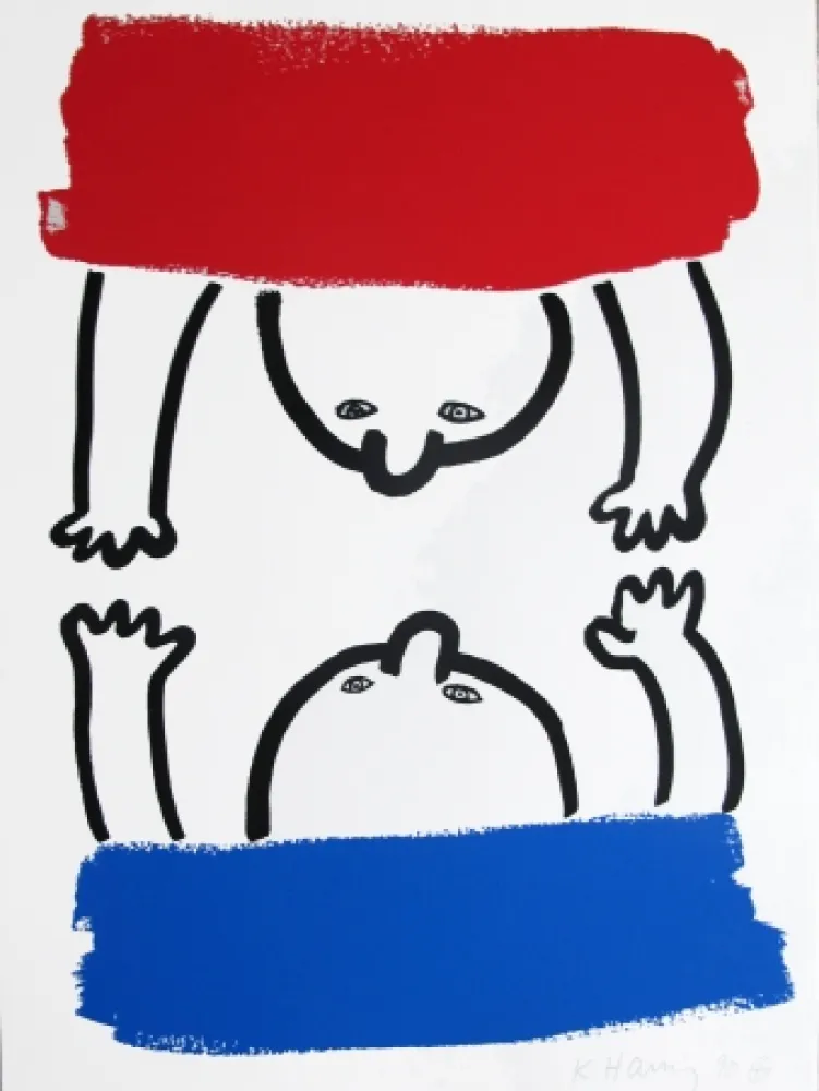 Lithograph Haring - Story Of Red & Blue #15