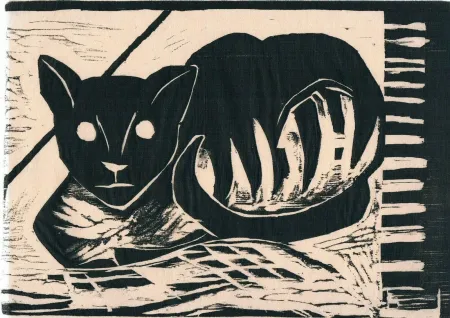 Woodcut Heisig - Katze