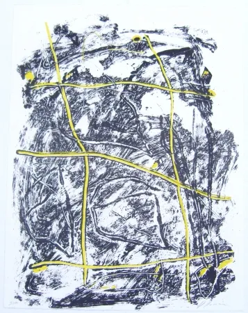 Lithograph Humair - Composition jaune et noire 2