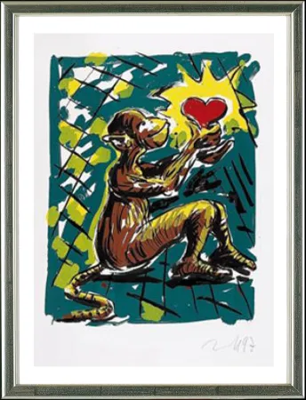 Screenprint Immendorff - Herzaffe