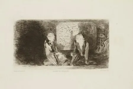 Etching Jacquemart - Ivoire et céladons