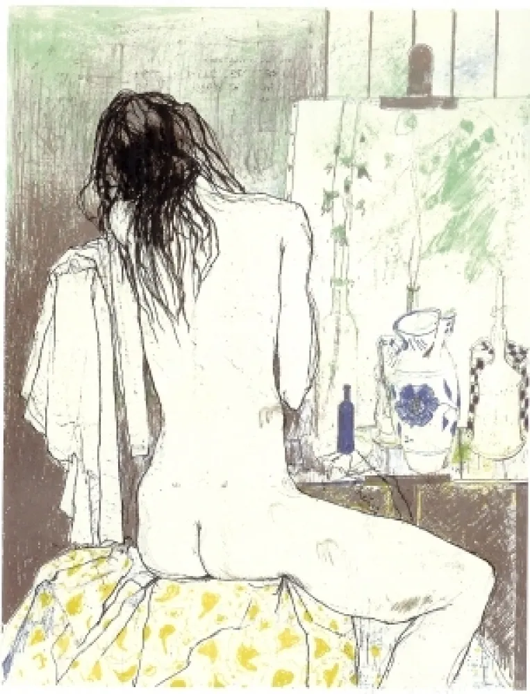 Lithograph Jansem - Lydia de dos dans l'atelier