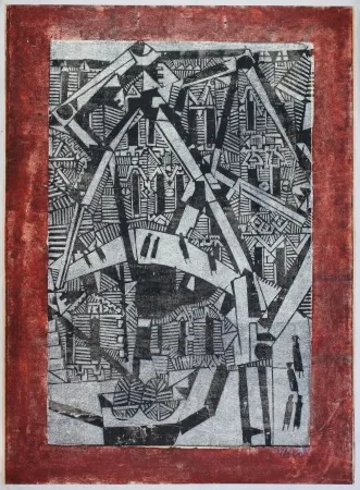 Woodcut Janssen - Speicherstadt (Hamburg Warehouse District)