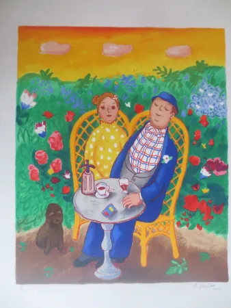 Lithograph Jirlow - Couple assis