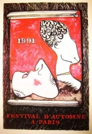 Lithograph Johns - Festival d'automne à Paris 1991