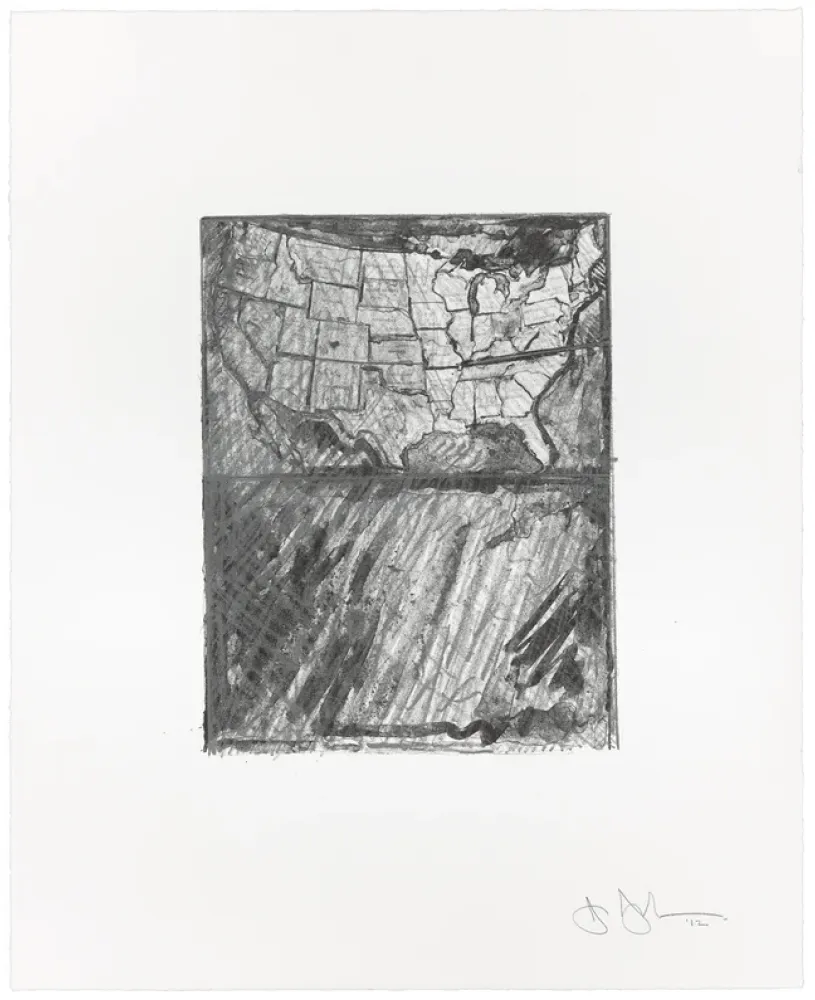 Lithograph Johns - Map