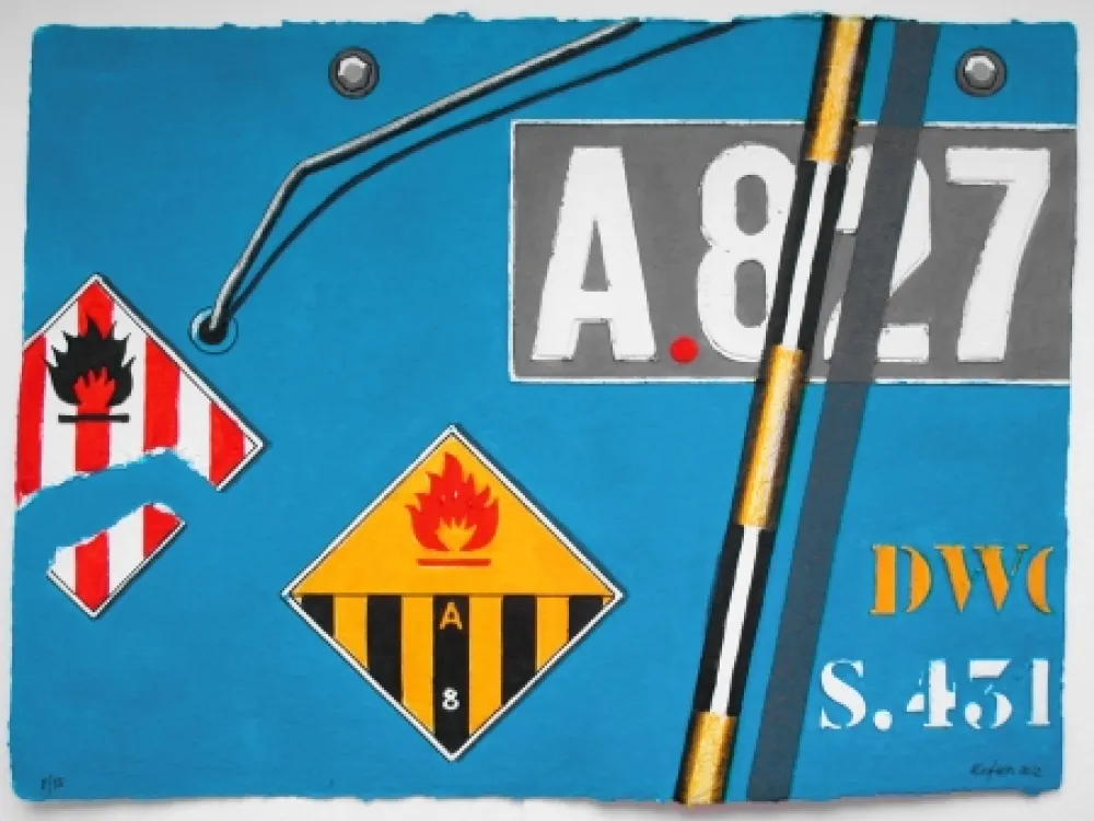 Etching Klasen - INFLAMMABLE - Aquagravure de PETER KLASEN