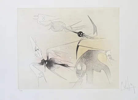 Aquatint Lam - Wifredo Lam (1902–1982) - Untitled from ''Visible Invisible'' folder - Aquatint etching on Goya paper - 1972