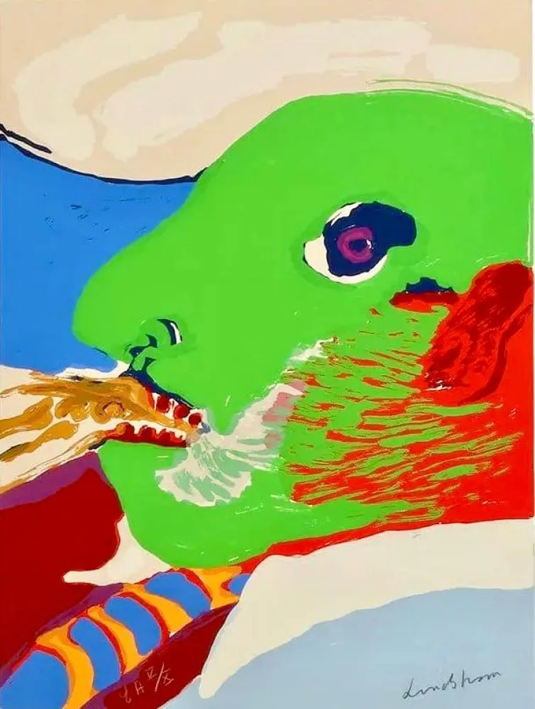 Lithograph Lindstrom - Green Head — E.A. V/X