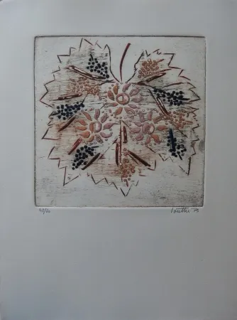 Etching And Aquatint Louttre - Soleil, vigne, vin
