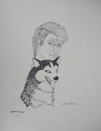 Lithograph Marais  - Autoportrait au Husky
