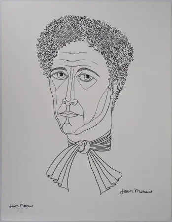 Lithograph Marais  - Portrait de Jean Cocteau