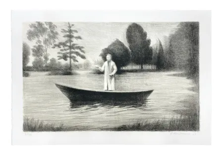 Lithograph Martensen - Boat