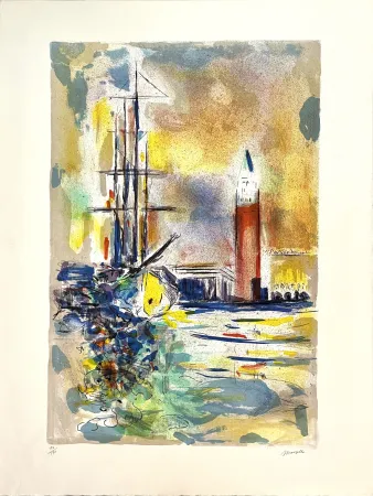 Lithograph Marzelle - Le Voilier