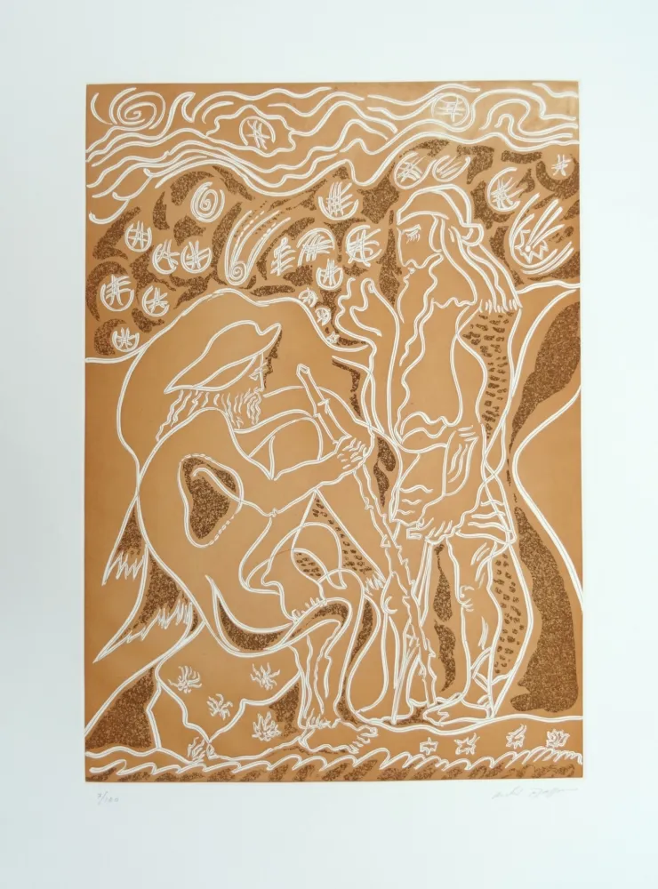 Engraving Masson - Reconnaissance par le porcher