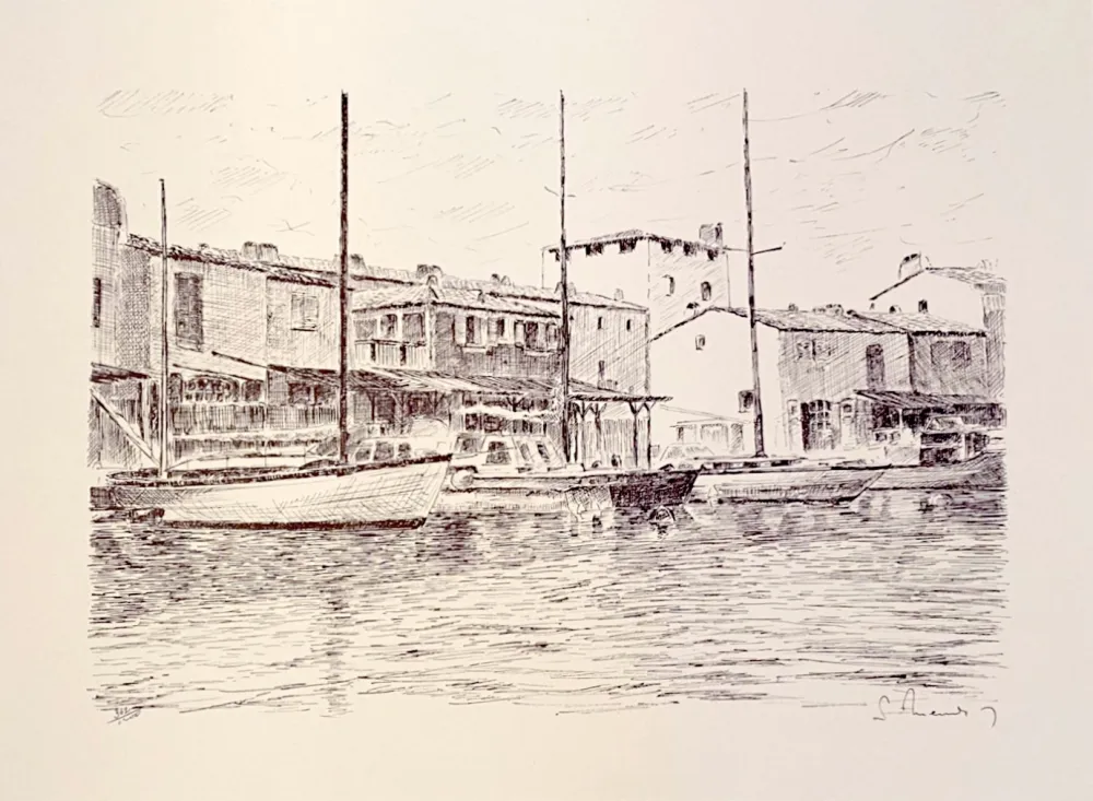 Lithograph Mendjisky - Port Grimaud