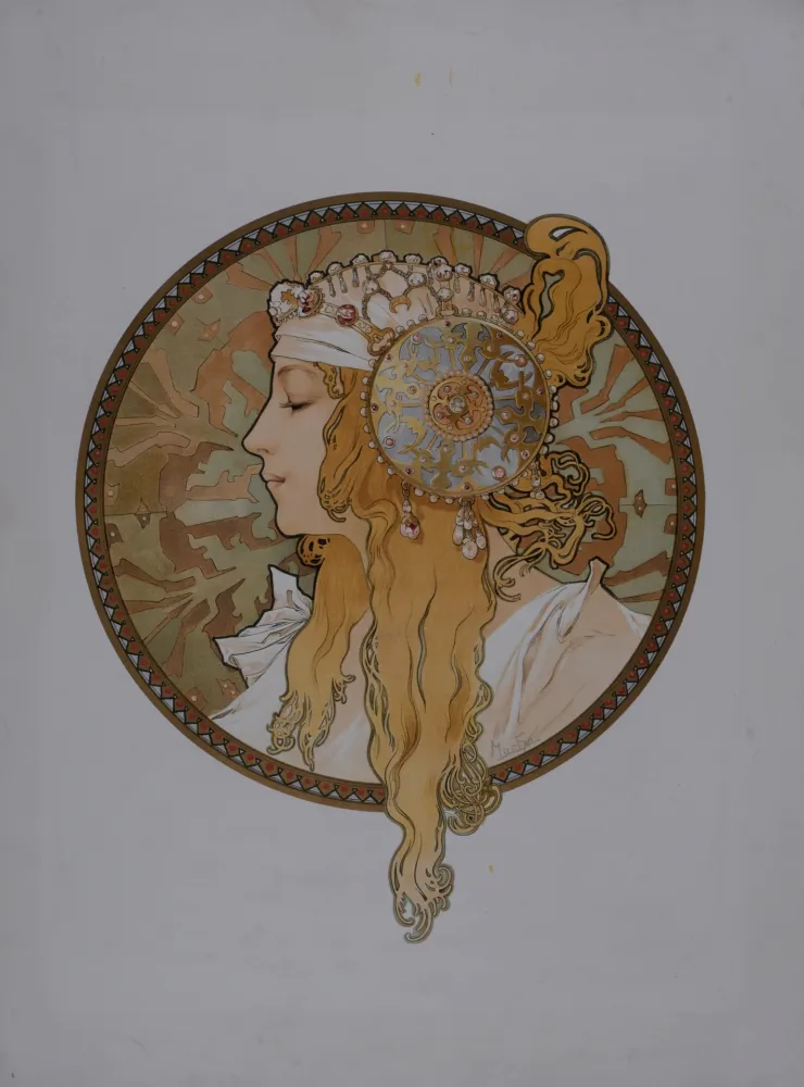 Lithograph Mucha - Byzantine Heads: Blond, 1898