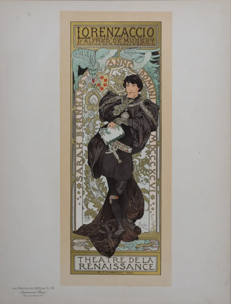 Lithograph Mucha - Lorenzaccio, Les Maitres de L’Affiche, 1898