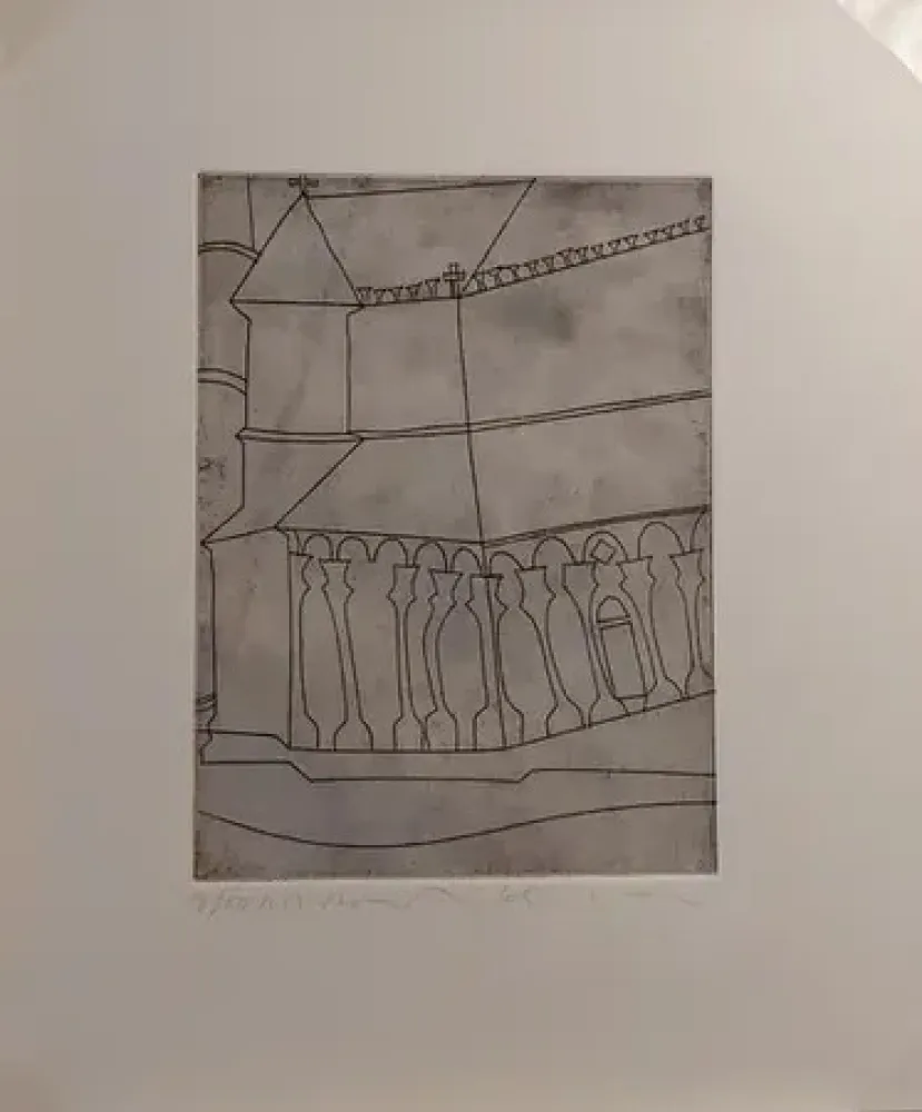 Etching Nicholson - FRAGMENT OF TUSCAN CATHEDRAL  (1966)