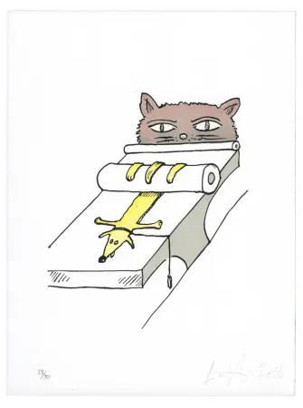 Lithograph Nørgard - Chien écrasé