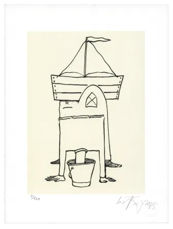 Lithograph Nørgard - Tête dans le sceau