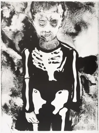 Lithograph Pétrovitch - Garçon au Squelette