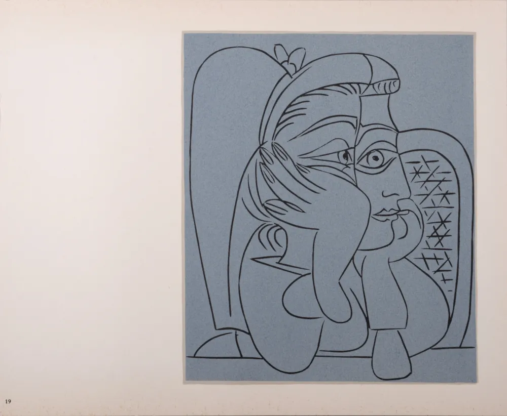 Linocut Picasso (After) - Femme accoudée, 1962