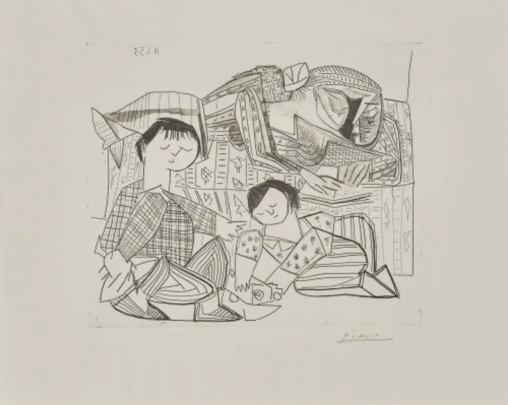 Etching And Aquatint Picasso - Mere et Enfants