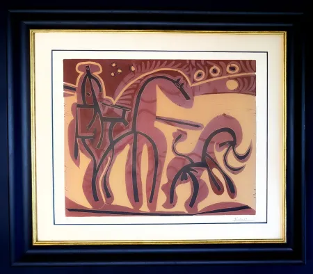 No Technical Picasso - Pablo Picasso (1881-1973) - Picador et Taureau - Linocut in colors on Arches paper - 1959