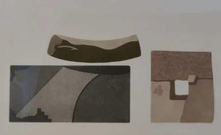 Etching And Aquatint Pomodoro - Composizione con tre forme in nero