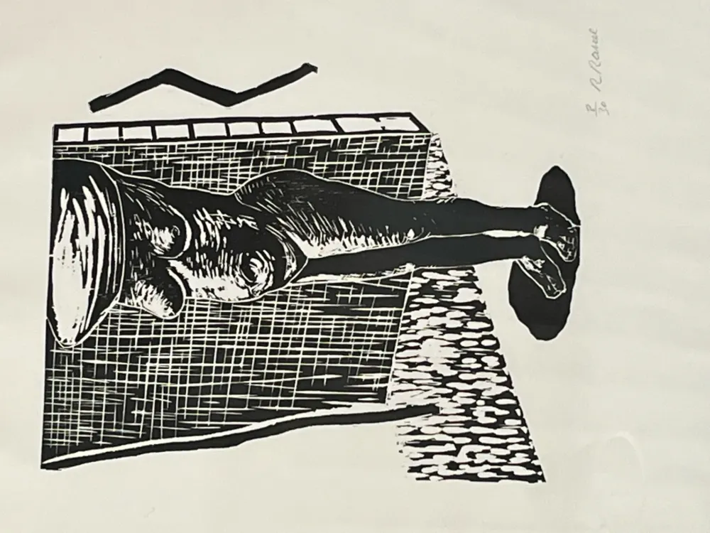 Woodcut Raveel - Naakt (i)