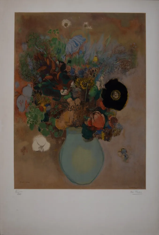 Lithograph Redon - Le Pavot Noir, circa 1905 (printed circa 1960)