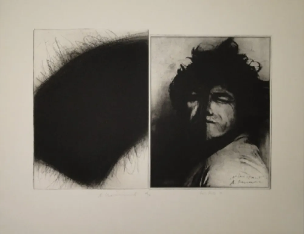 Etching Roth - Doppelporträt oder Stirnspalt