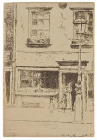 Engraving Roussel - The Little Fish Shop, Chelsea Embankment (Maunder's Fish Shop)