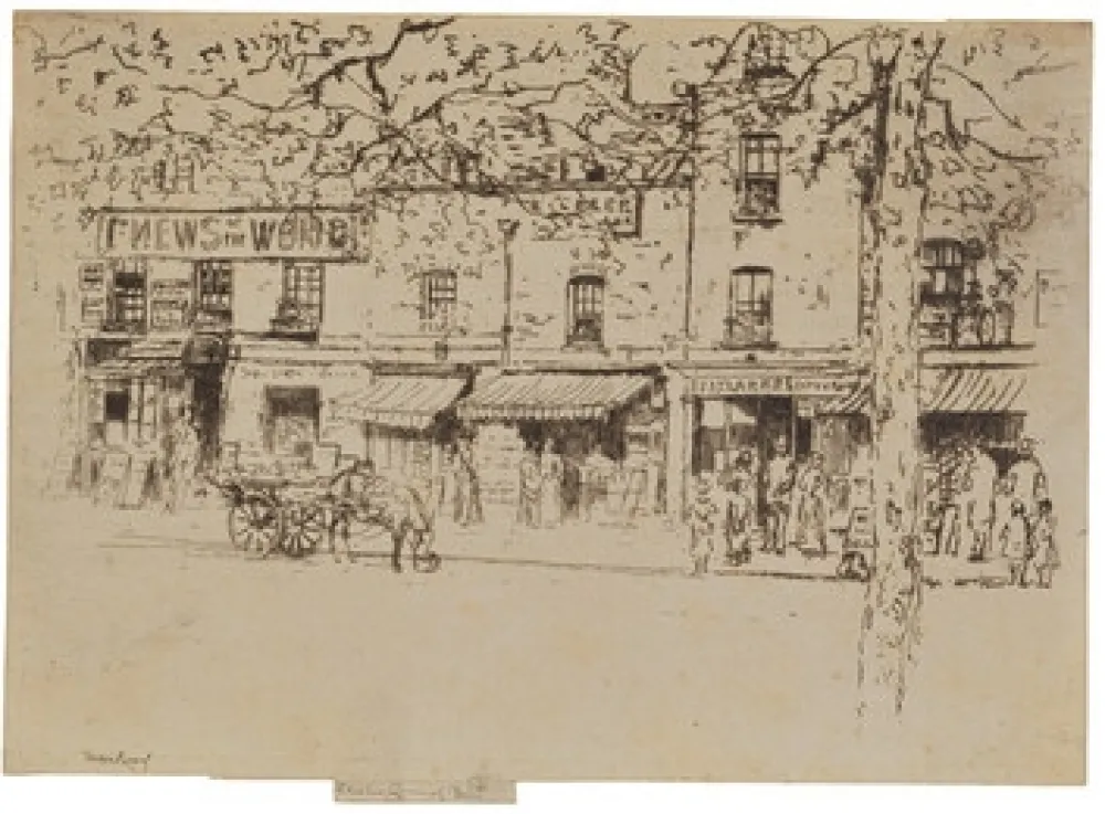 Engraving Roussel - The Street, Chelsea Embankment
