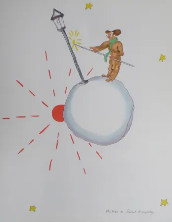 Lithograph Saint-Exupéry - L 'allumeur de réverbéres