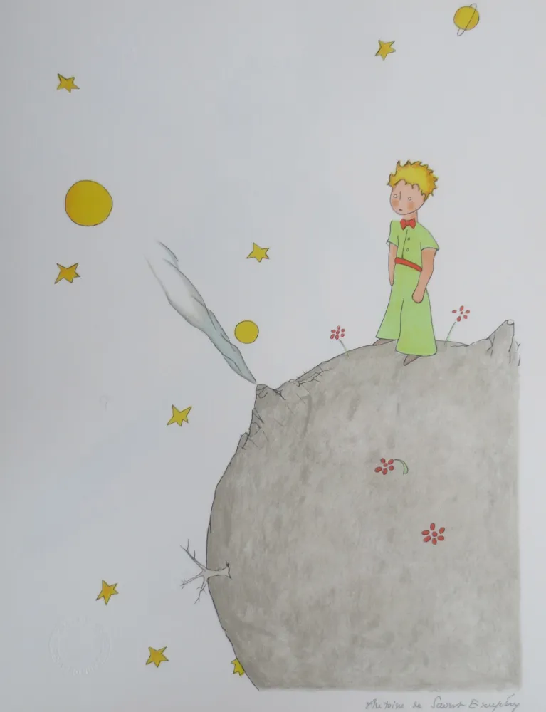 Lithograph Saint-Exupéry - L asteroïde B-612