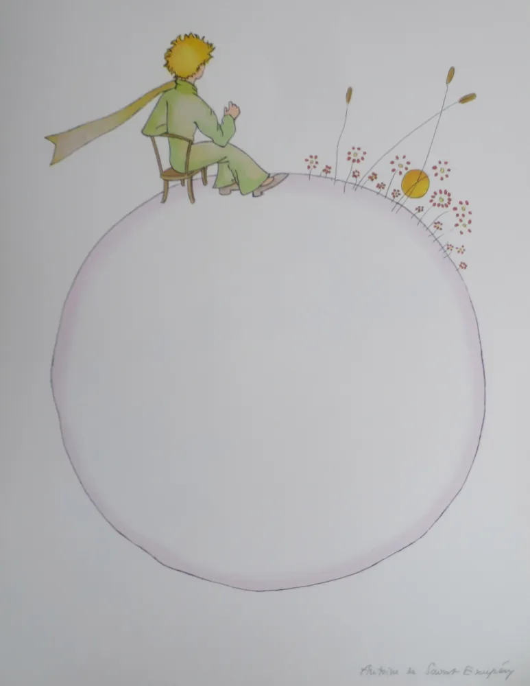 Lithograph Saint-Exupéry - Le coucher de soleil