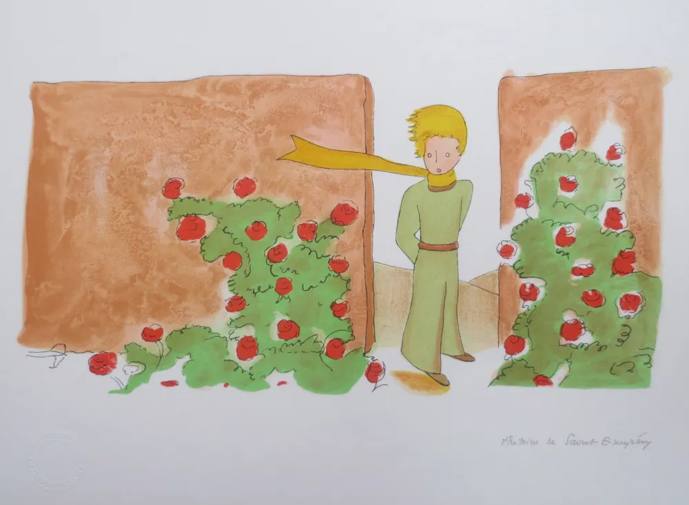 Lithograph Saint-Exupéry - Le jardin des roses