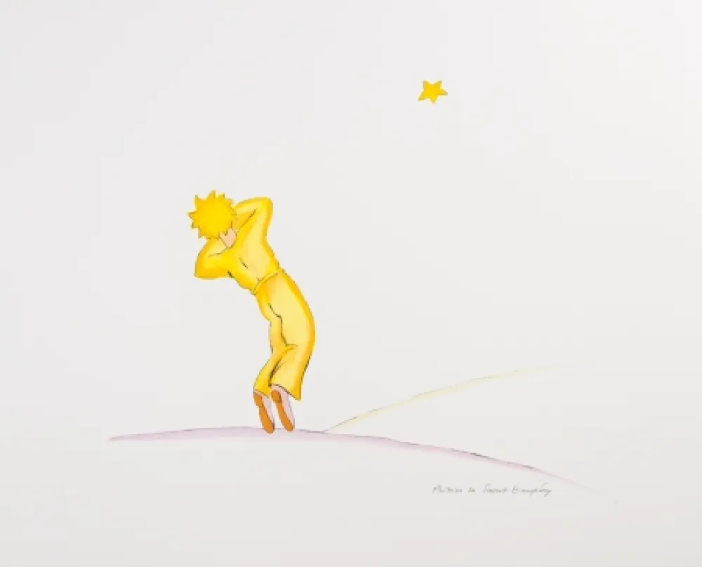 Lithograph Saint-Exupéry - Le Petit Prince endormi