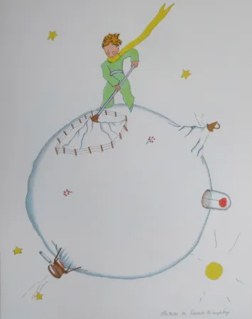 Lithograph Saint-Exupéry - Le volcan