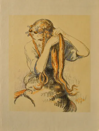 Etching Sauer - Jeune fille aux tresses