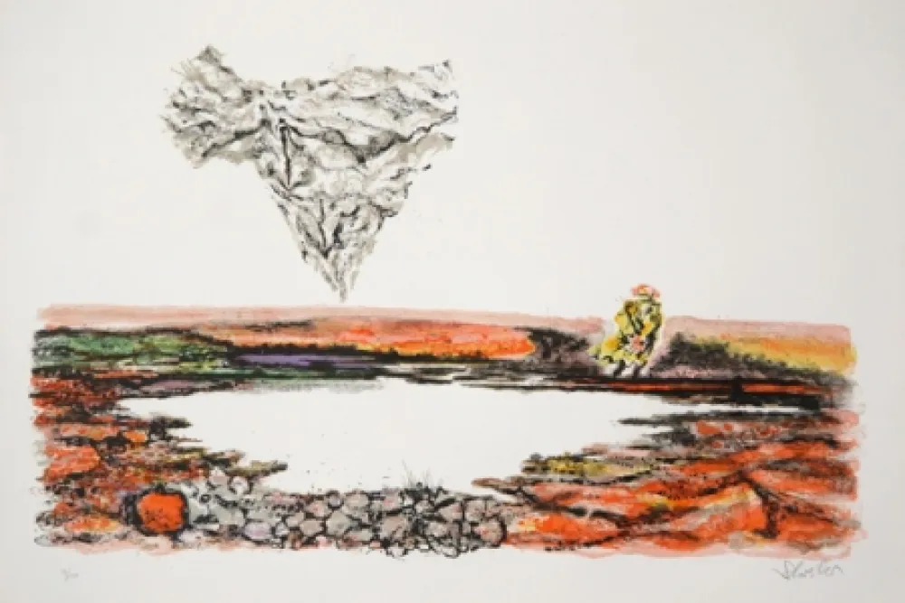 Lithograph Schreiber - The Thinker