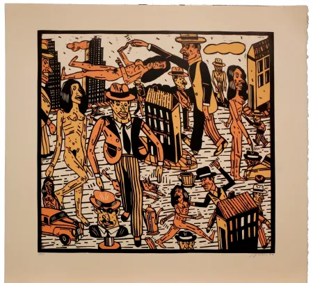 Linocut Segui - Théatre de la ville VIII