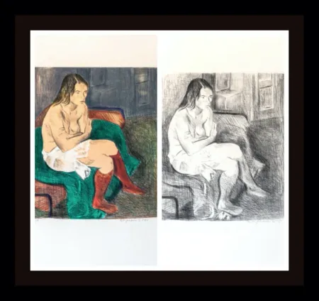 Lithograph Soyer - Woman in Red Stockings Portfolio