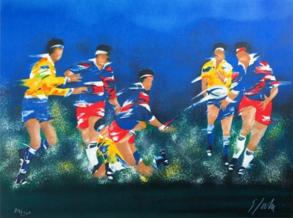 Lithograph Spahn - Rugby
