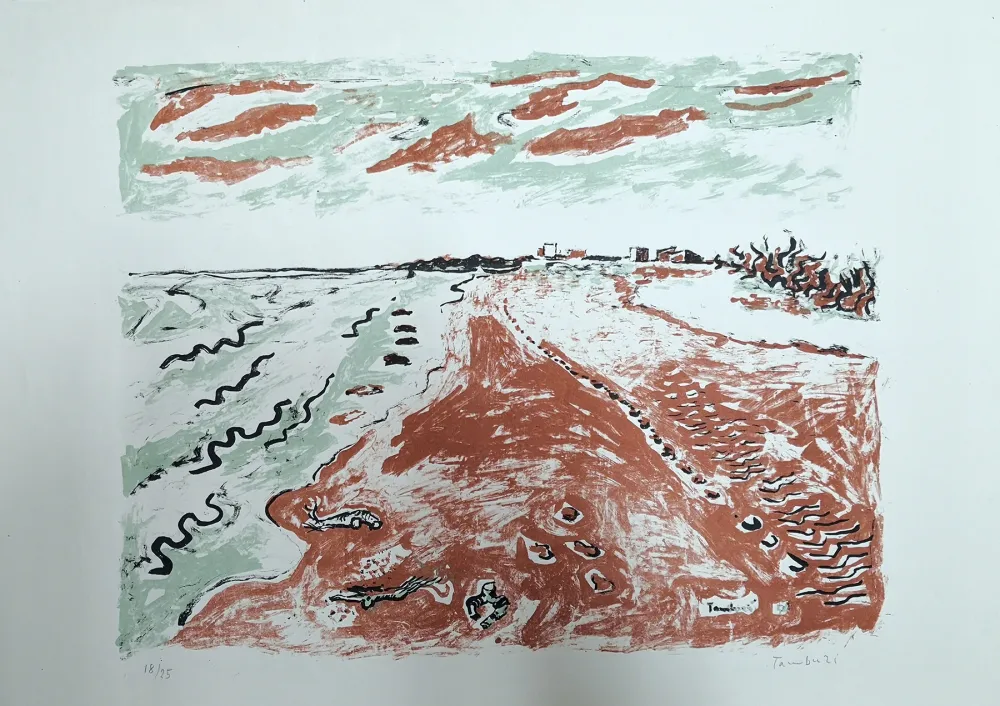 Lithograph Tamburi - Paesaggio