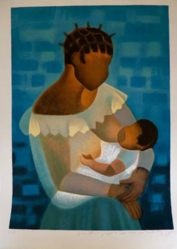 Lithograph Toffoli - Maternité